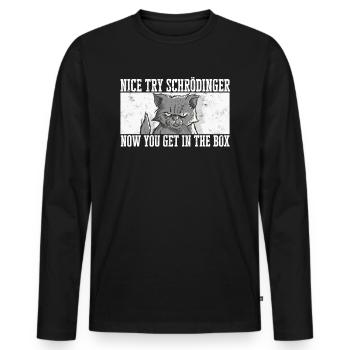 Schrodinger's cat Alive Dead quantum physics - Men's Premium Organic Long Sleeve Shirt - black - Front - Nico (187cm)