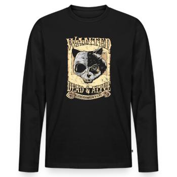 Wanted Schrodinger's Cat Alive Dead quantum physics - Men's Premium Organic Long Sleeve Shirt - black - Front - Nico (187cm)