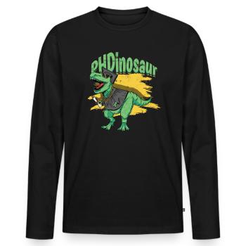 Doktorand PhD -Dinosaurier Philosophie PhD - Männer Premium Bio Langarmshirt - Schwarz - Vorne - Nico (187cm)