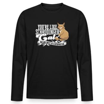 Schrodinger's cat superposition Quantum Physics - Men's Premium Organic Long Sleeve Shirt - black - Front - Nico (187cm)