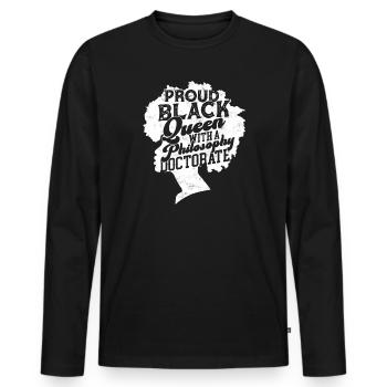 Black Queen with Philosophy PhD student - Men's Premium Organic Long Sleeve Shirt - black - Front - Nico (187cm)