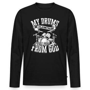 Drummer Jesus Cross Drummer Drummer - Men's Premium Organic Long Sleeve Shirt - black - Front - Nico (187cm)