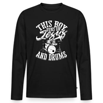Drummer Jesus Cross Drummer Drummer - Men's Premium Organic Long Sleeve Shirt - black - Front - Nico (187cm)