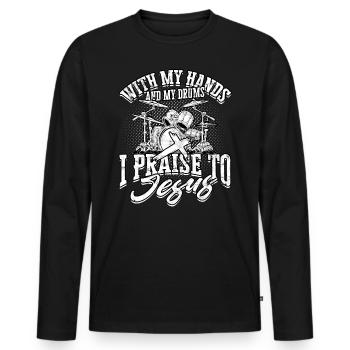 Drummer Jesus Cross Drummer Drummer - Men's Premium Organic Long Sleeve Shirt - black - Front - Nico (187cm)