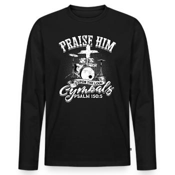 Drummer Jesus Cross Drummer Drummer - Men's Premium Organic Long Sleeve Shirt - black - Front - Nico (187cm)