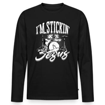 Drummer Jesus Cross Drummer Drummer - Men's Premium Organic Long Sleeve Shirt - black - Front - Nico (187cm)