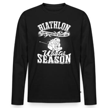 Biathlon Sport Winter Sports Ski Gift Quote Lan - Men's Premium Organic Long Sleeve Shirt - black - Front - Nico (187cm)