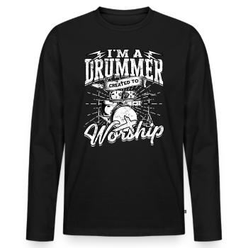 Drummer Jesus Cross Drummer Drummer - Men's Premium Organic Long Sleeve Shirt - black - Front - Nico (187cm)