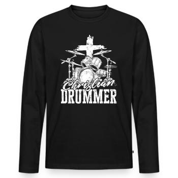 Drummer Jesus cross drums drummer - Men's Premium Organic Long Sleeve Shirt - black - Front - Nico (187cm)
