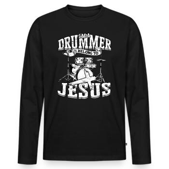 Drummer Jesus Cross Drummer Drummer - Men's Premium Organic Long Sleeve Shirt - black - Front - Nico (187cm)