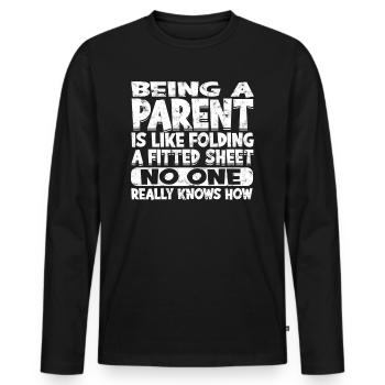 eltern geschenk mutter geschenkidee vater familie - Männer Premium Bio Langarmshirt - Schwarz - Vorne - Nico (187cm)