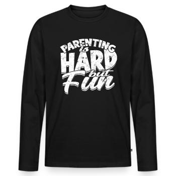 eltern geschenk mutter geschenkidee vater familie - Männer Premium Bio Langarmshirt - Schwarz - Vorne - Nico (187cm)