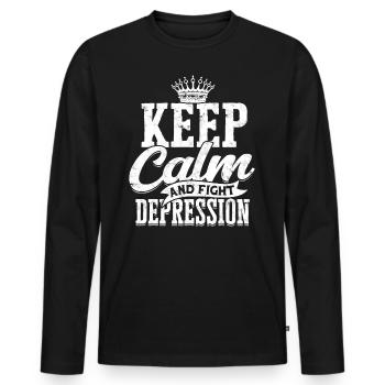 depression depressive sad idea unglückl - Men's Premium Organic Long Sleeve Shirt - black - Front - Nico (187cm)
