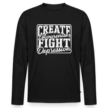 depression depressive sad idea unglückl - Men's Premium Organic Long Sleeve Shirt - black - Front - Nico (187cm)