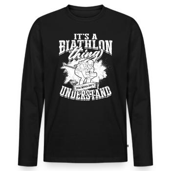 Biathlon Sport Winter Sports Ski Gift Quote Lan - Men's Premium Organic Long Sleeve Shirt - black - Front - Nico (187cm)