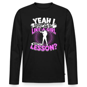Biathlon Sport Winter Sports Ski Gift Quote Lan - Men's Premium Organic Long Sleeve Shirt - black - Front - Nico (187cm)