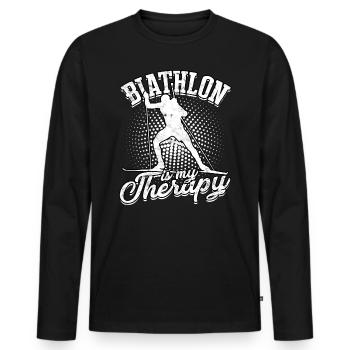 biathlon sport winter sports ski gift saying lan - Men's Premium Organic Long Sleeve Shirt - black - Front - Nico (187cm)