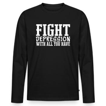 depression depressive sad idea unglückl - Men's Premium Organic Long Sleeve Shirt - black - Front - Nico (187cm)