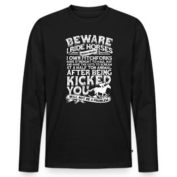 courses de chevaux balade à cheval chevaux cavalier cadeau g - T-shirt manches longues Premium bio Homme - noir - Devant - Nico (187cm)