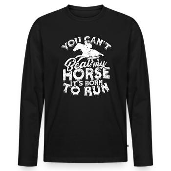 courses de chevaux balade à cheval chevaux cavalier cadeau g - T-shirt manches longues Premium bio Homme - noir - Devant - Nico (187cm)