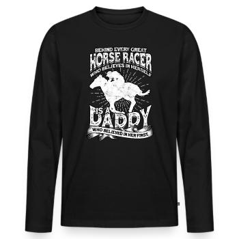 courses de chevaux balade à cheval chevaux cavalier cadeau g - T-shirt manches longues Premium bio Homme - noir - Devant - Nico (187cm)
