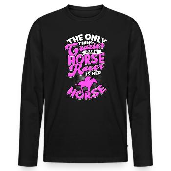 courses de chevaux balade à cheval chevaux cavalier cadeau g - T-shirt manches longues Premium bio Homme - noir - Devant - Nico (187cm)