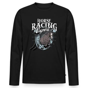 courses de chevaux balade à cheval chevaux cavalier cadeau g - T-shirt manches longues Premium bio Homme - noir - Devant - Nico (187cm)