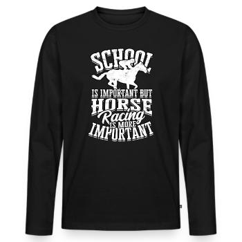 courses de chevaux balade à cheval chevaux cavalier cadeau g - T-shirt manches longues Premium bio Homme - noir - Devant - Nico (187cm)