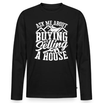 agent immobilier agent immobilier cadeau cadeau - T-shirt manches longues Premium bio Homme - noir - Devant - Nico (187cm)