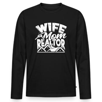 agent immobilier agent immobilier cadeau cadeau - T-shirt manches longues Premium bio Homme - noir - Devant - Nico (187cm)