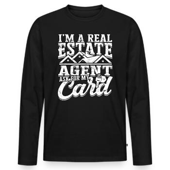 agent immobilier agent immobilier cadeau cadeau - T-shirt manches longues Premium bio Homme - noir - Devant - Nico (187cm)