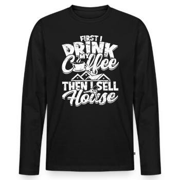 agent immobilier agent immobilier cadeau cadeau - T-shirt manches longues Premium bio Homme - noir - Devant - Nico (187cm)