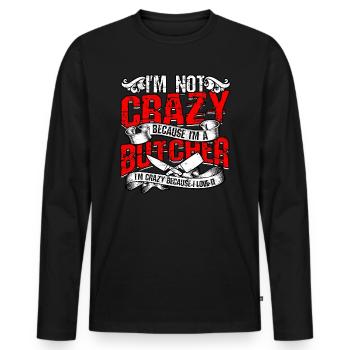 metzger fleischer geschenk fleisch geschenkidee sc - Männer Premium Bio Langarmshirt - Schwarz - Vorne - Nico (187cm)
