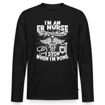 emergency room nurse hospital krankenpf - Men's Premium Organic Long Sleeve Shirt - black - Front - Nico (187cm)