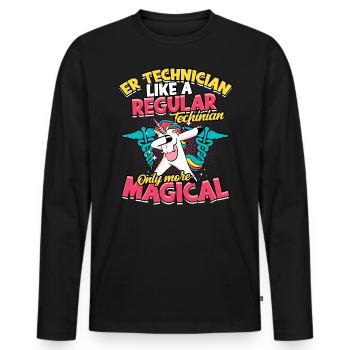 urgence, infirmière, hôpital, krankenpf - T-shirt manches longues Premium bio Homme - noir - Devant - Nico (187cm)