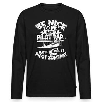 pilot flugzeug fliegen tochter geschenkidee gesche - Männer Premium Bio Langarmshirt - Schwarz - Vorne - Nico (187cm)