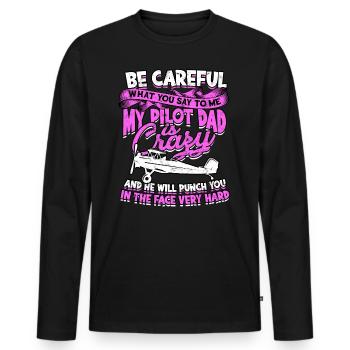 pilot flugzeug fliegen tochter geschenkidee gesche - Männer Premium Bio Langarmshirt - Schwarz - Vorne - Nico (187cm)