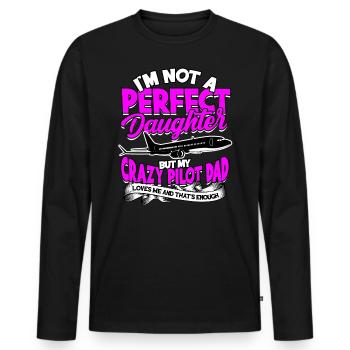 pilot flugzeug fliegen tochter geschenkidee gesche - Männer Premium Bio Langarmshirt - Schwarz - Vorne - Nico (187cm)