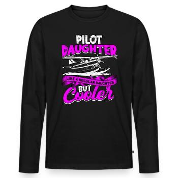pilot flugzeug fliegen tochter geschenkidee gesche - Männer Premium Bio Langarmshirt - Schwarz - Vorne - Nico (187cm)