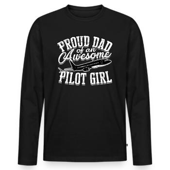 pilot flugzeug fliegen tochter geschenkidee gesche - Männer Premium Bio Langarmshirt - Schwarz - Vorne - Nico (187cm)