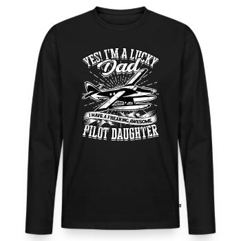 pilot flugzeug fliegen tochter geschenkidee gesche - Männer Premium Bio Langarmshirt - Schwarz - Vorne - Nico (187cm)