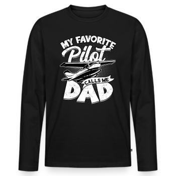 pilot flugzeug fliegen tochter geschenkidee gesche - Männer Premium Bio Langarmshirt - Schwarz - Vorne - Nico (187cm)