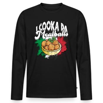 fleischklößchen essen spaghetti geschenk geschenki - Männer Premium Bio Langarmshirt - Schwarz - Vorne - Nico (187cm)
