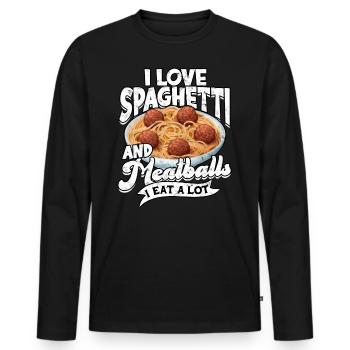 fleischklößchen essen spaghetti geschenk geschenki - Männer Premium Bio Langarmshirt - Schwarz - Vorne - Nico (187cm)