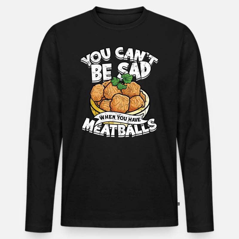 fleischklößchen essen spaghetti geschenk geschenki - Männer Premium Bio Langarmshirt - Schwarz