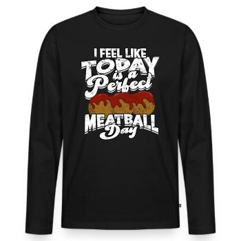 fleischklößchen essen spaghetti geschenk geschenki - Männer Premium Bio Langarmshirt - Schwarz - Vorne - Nico (187cm)