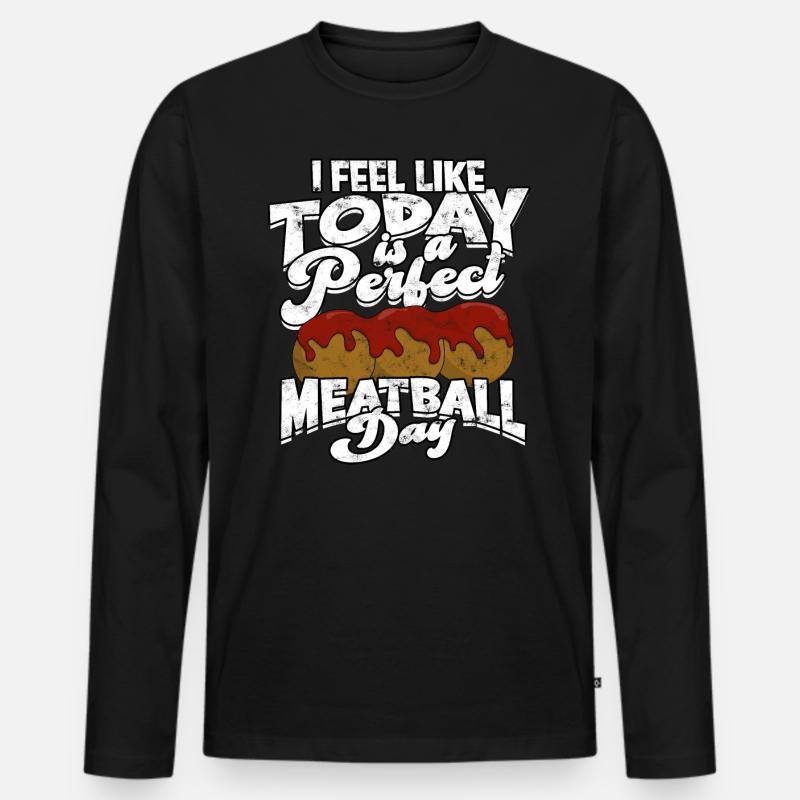fleischklößchen essen spaghetti geschenk geschenki - Männer Premium Bio Langarmshirt - Schwarz