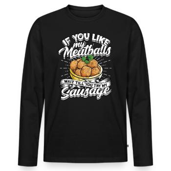 fleischklößchen essen spaghetti geschenk geschenki - Männer Premium Bio Langarmshirt - Schwarz - Vorne - Nico (187cm)