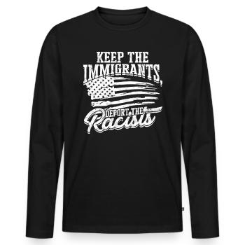 États-Unis Amérique Immigrants Citoyens américains FL américain - T-shirt manches longues Premium bio Homme - noir - Devant - Nico (187cm)