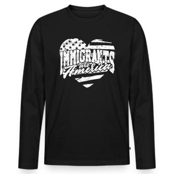 États-Unis Amérique Immigrants Citoyens américains FL américain - T-shirt manches longues Premium bio Homme - noir - Devant - Nico (187cm)